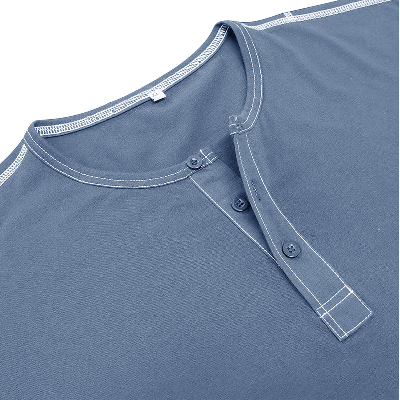 Men's Henry Elastic Cotton Daily Casual T-shirt