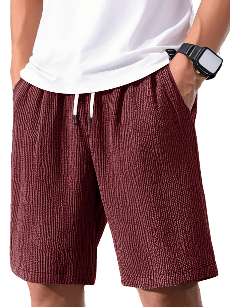 Men's Fashion Casual Short-sleeved Pleated Fabric Shorts