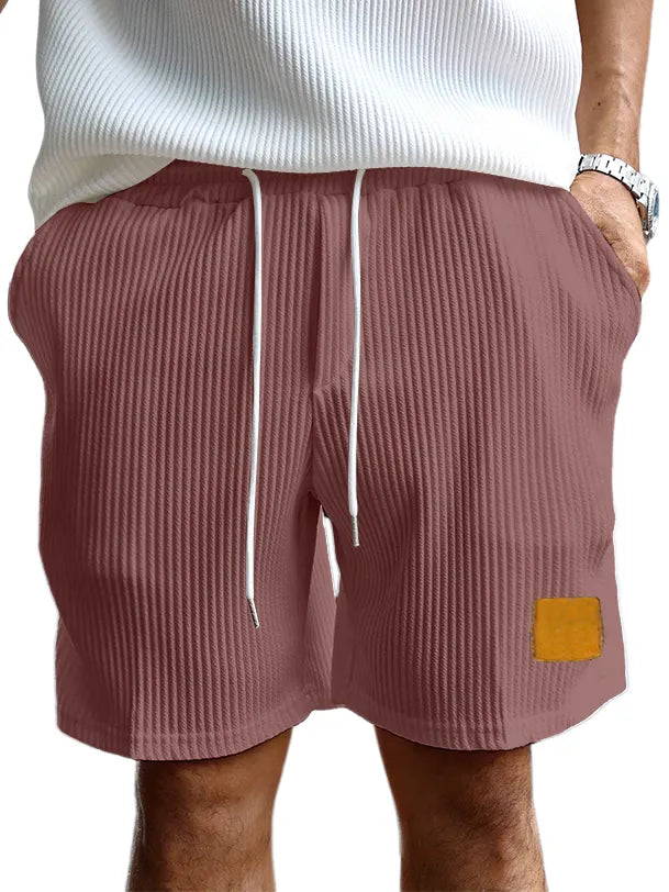 Men's Retro Embroidered Logo Stripe Fashion Lace-up Casual Shorts