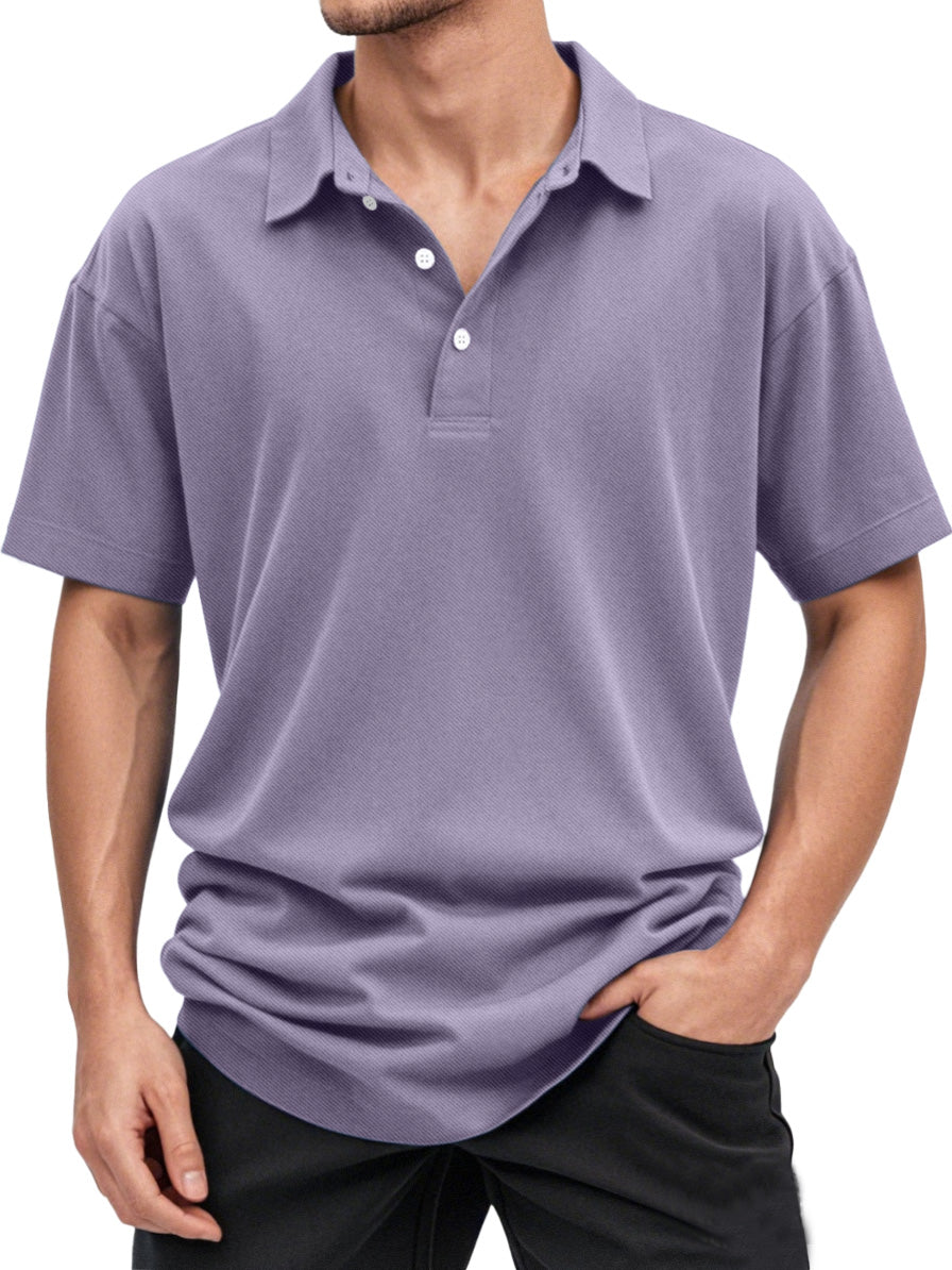 Men's Solid Color Casual And Comfortable Short-sleeved Lapel Polo Shirt