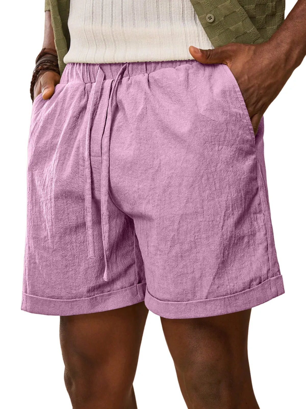 Men's Summer Daily Comfort Elastic Waist Casual Solid Color Shorts