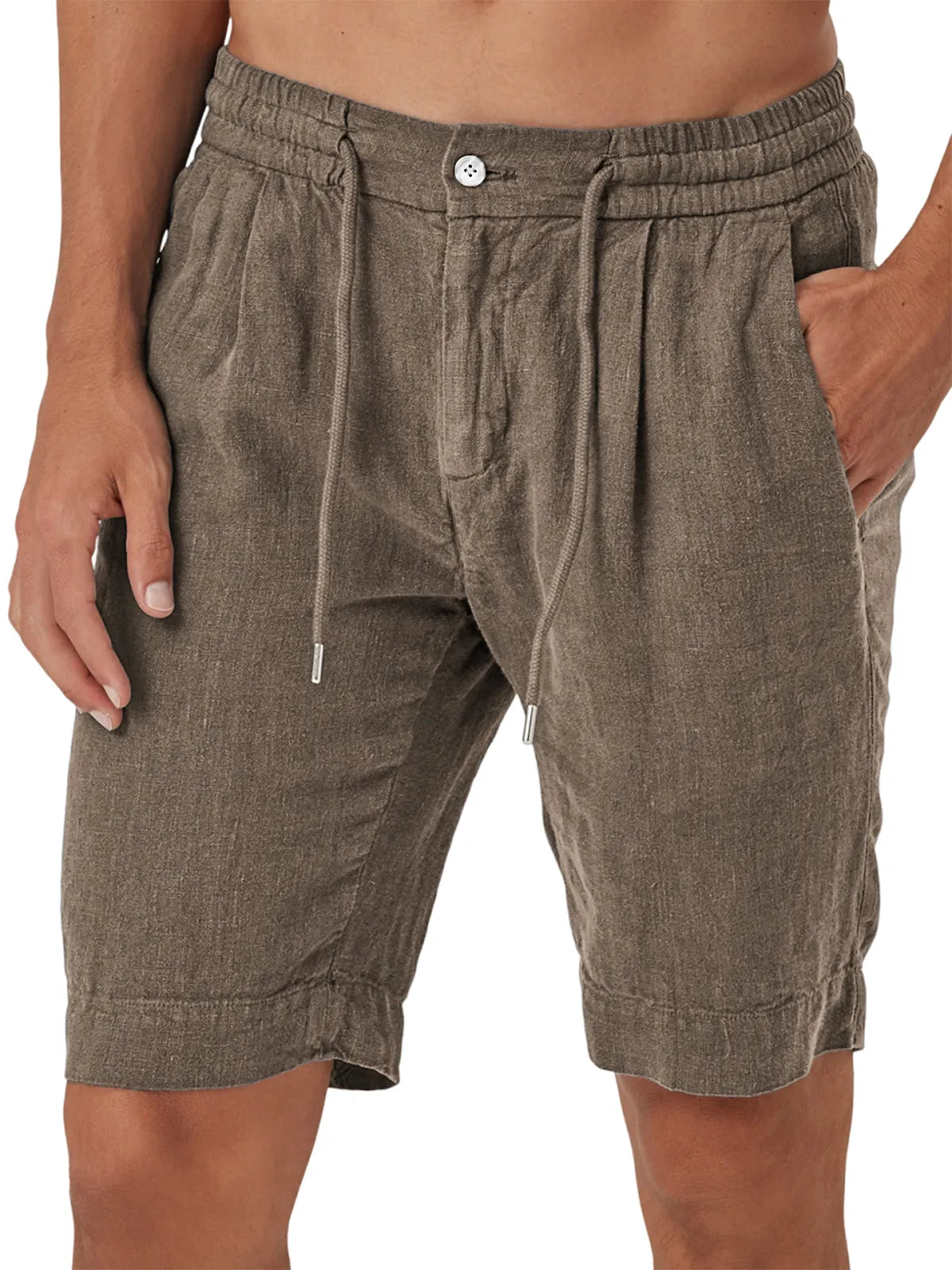 Men's Comfort Linen Lace-Up Elastic Waist Beach Shorts
