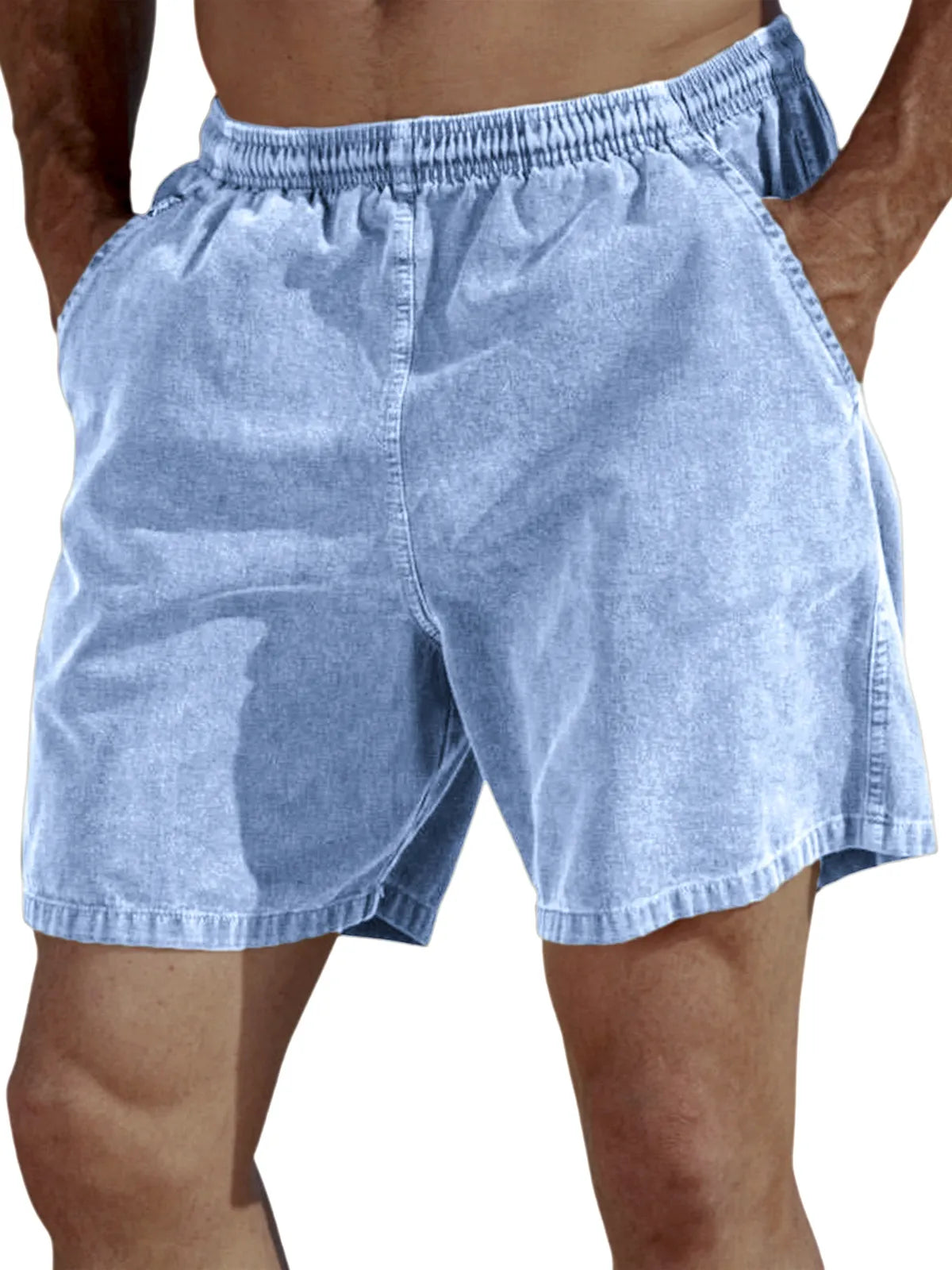 Men's Vintage Dyed Distressed Casual Beach Vacation Elastic Waist Shorts