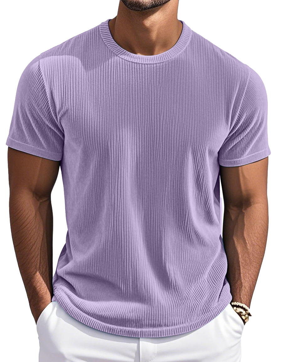 Men's Simple And Comfortable Vertical Striped Round Neck Short-sleeved T-shirt