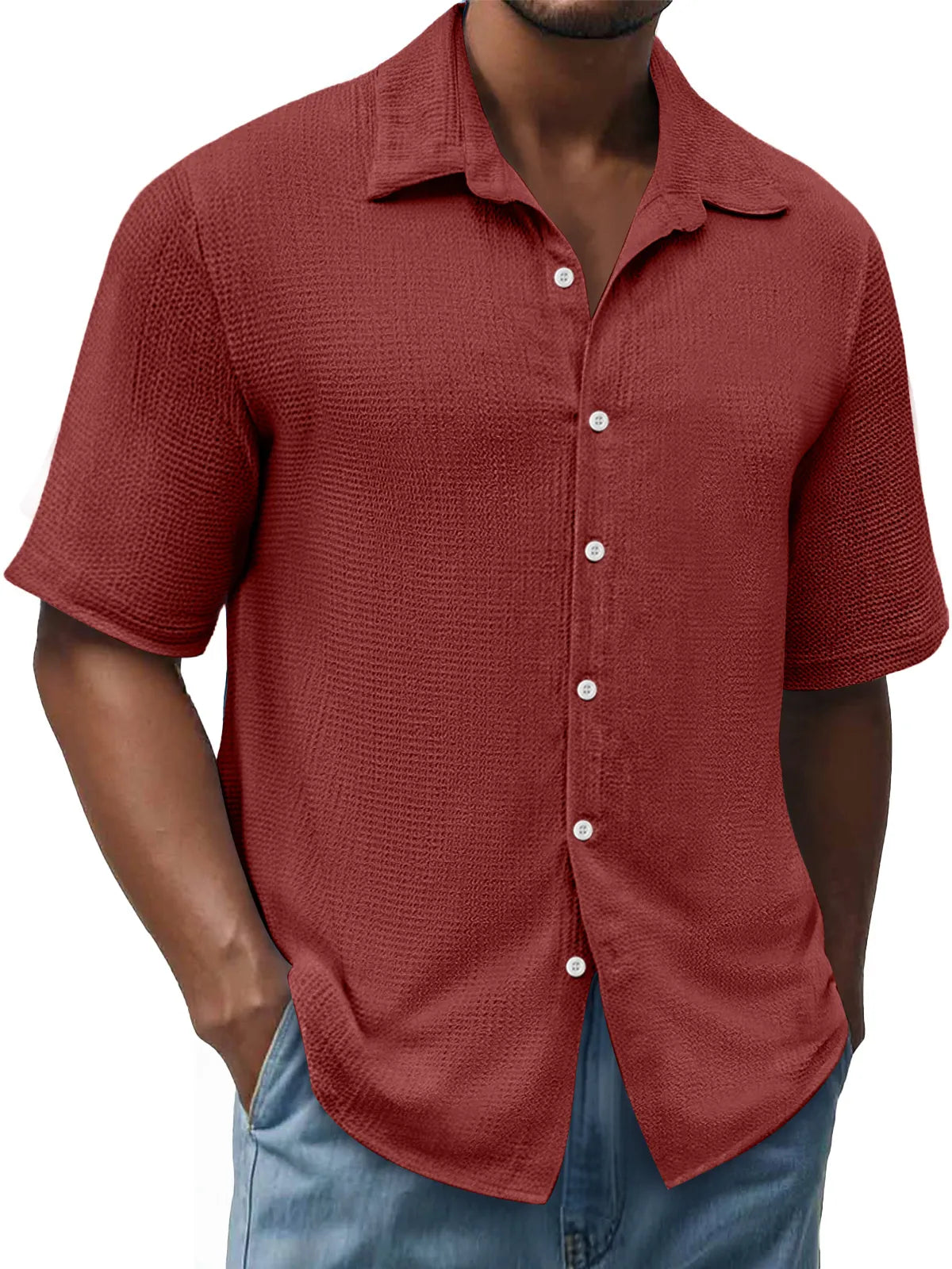 Men's Daily Texture Casual Lapel Comfortable Short Sleeve Shirt