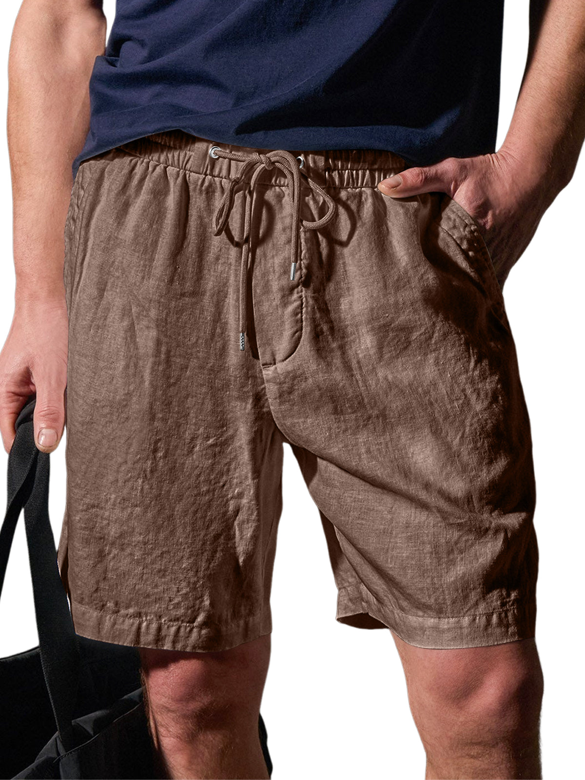 Men's Daily Comfort Elastic Waist Casual Solid Color Shorts