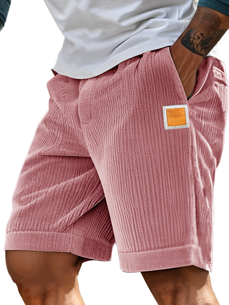 Men's Fashion Sports Lace-up Ribbed Fabric Embroidered Logo Shorts