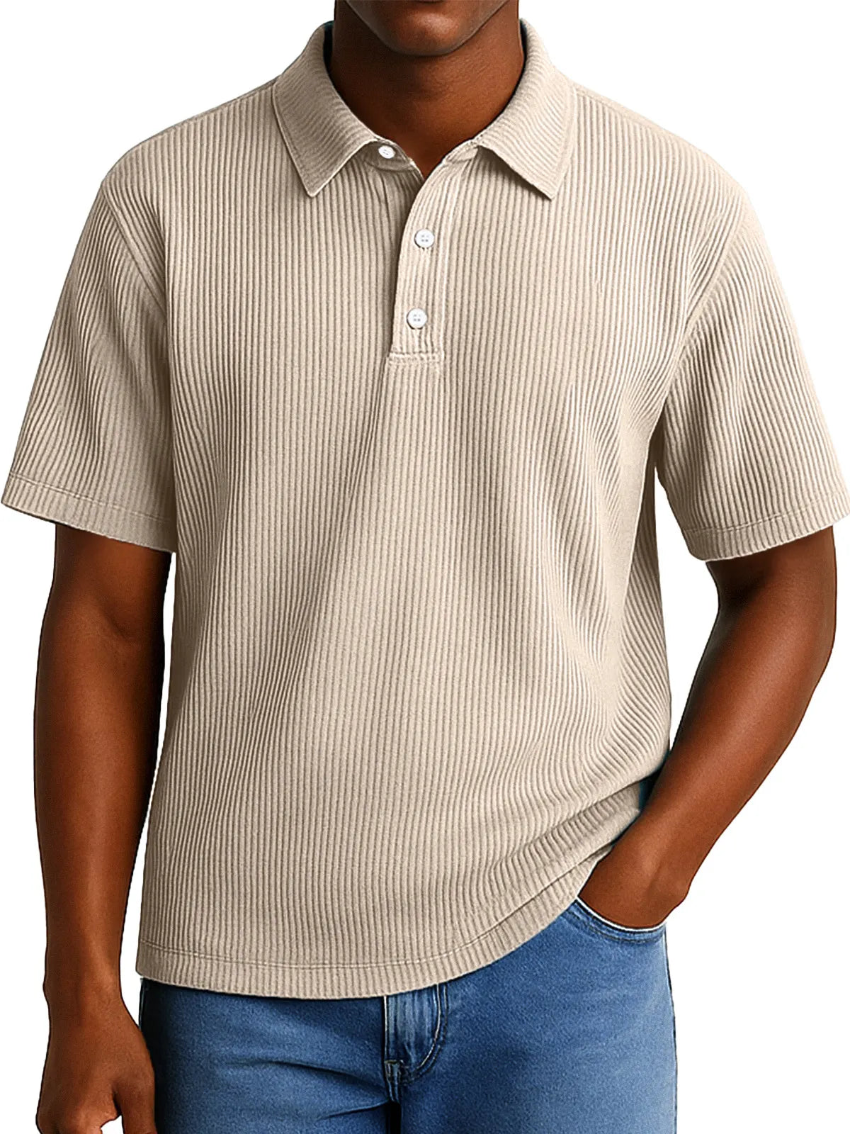 Men's Daily Casual Pitted Short-sleeved Lapel Polo Shirt