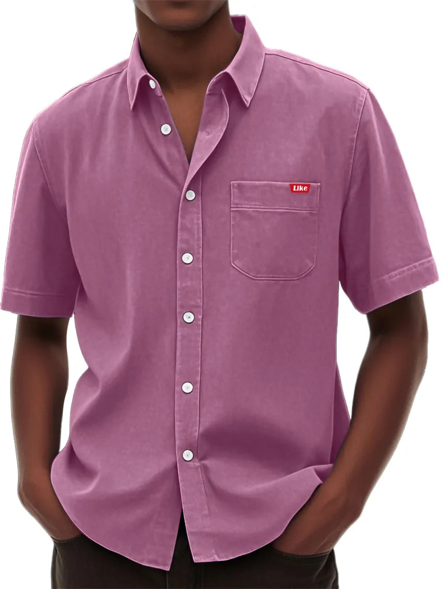 Men's Washed And Distressed Retro Fashion Casual Versatile Shirt