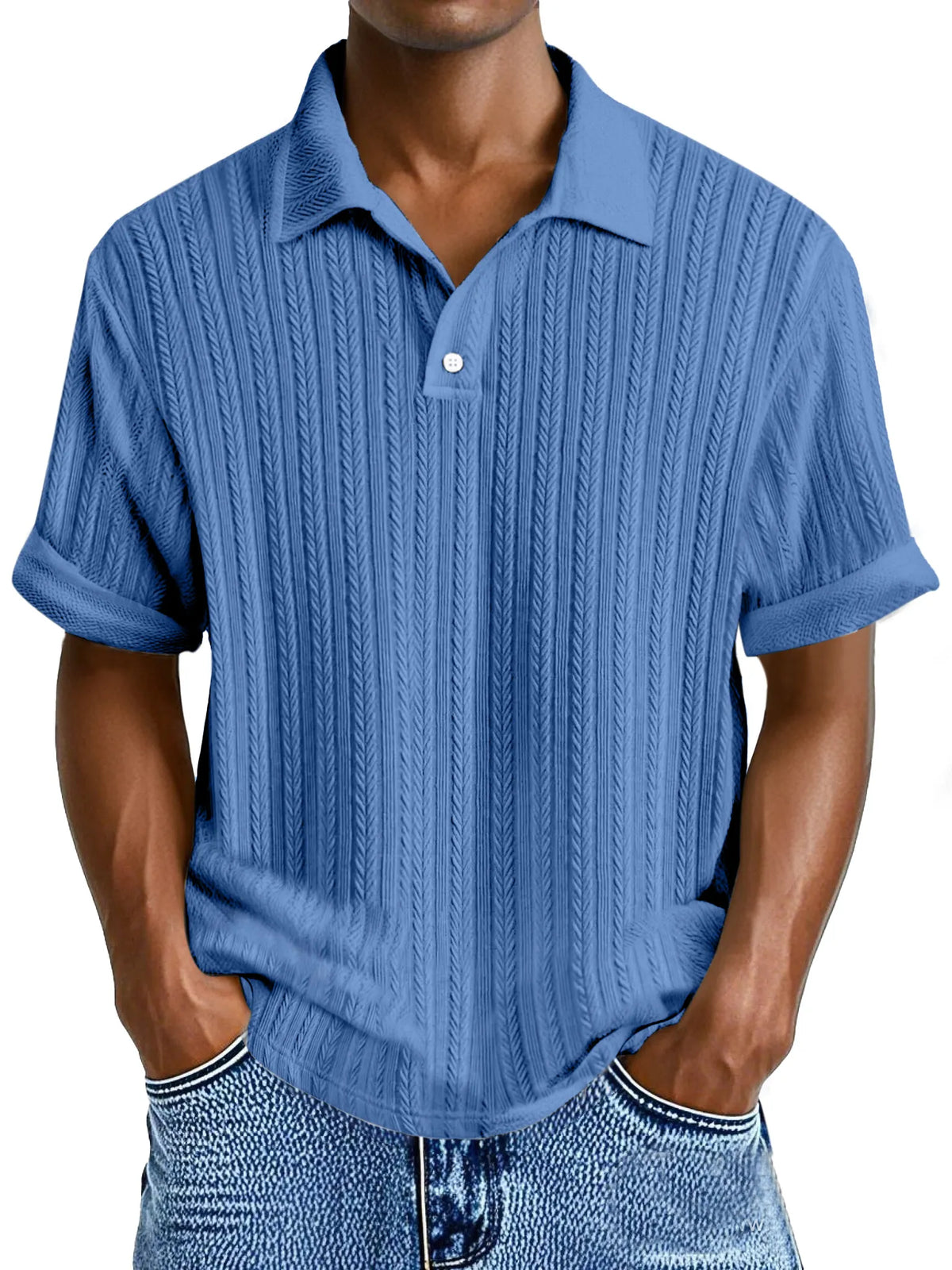 Men's Simple Casual Texture Loose Short-sleeved Polo Shirt