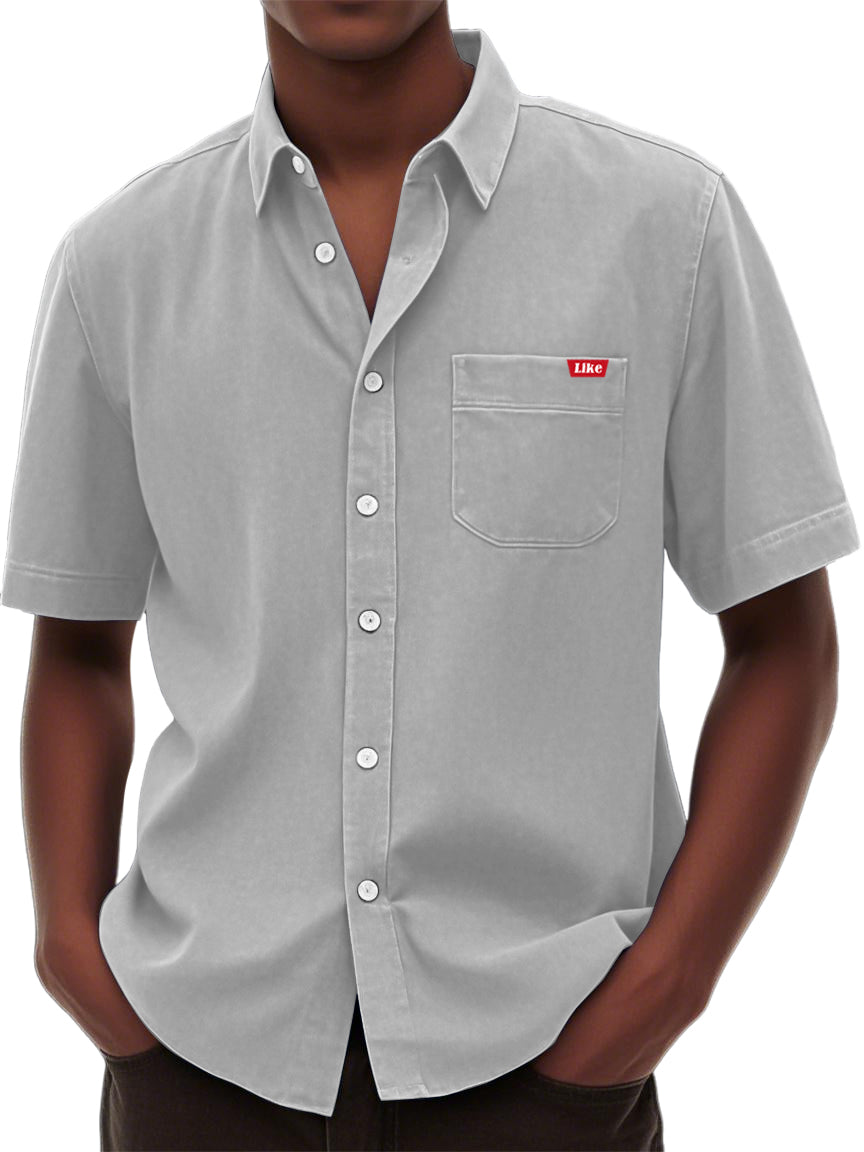 Men's Washed And Distressed Retro Fashion Casual Versatile Shirt