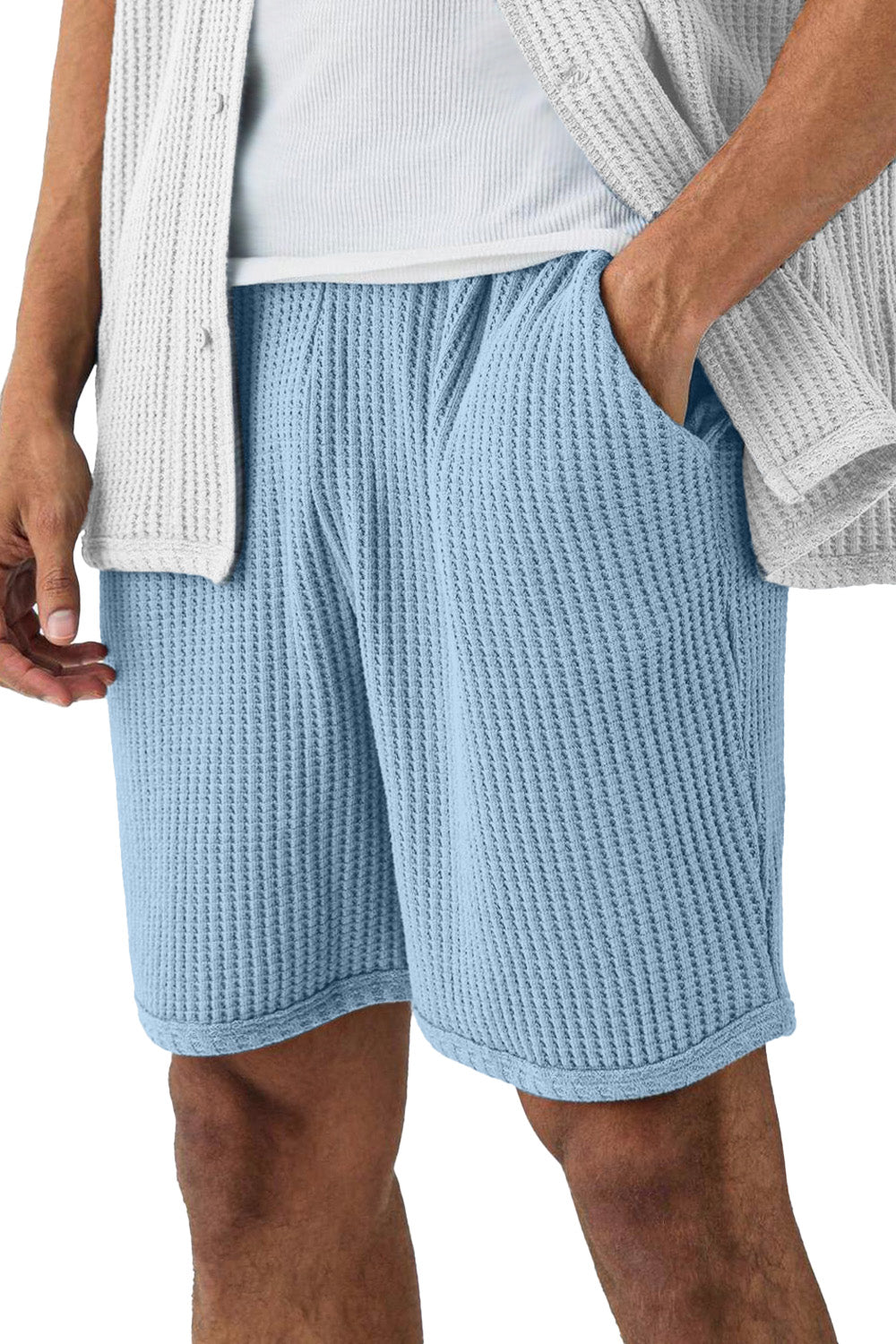 Men's Solid Color Everyday Waffle Casual Shorts