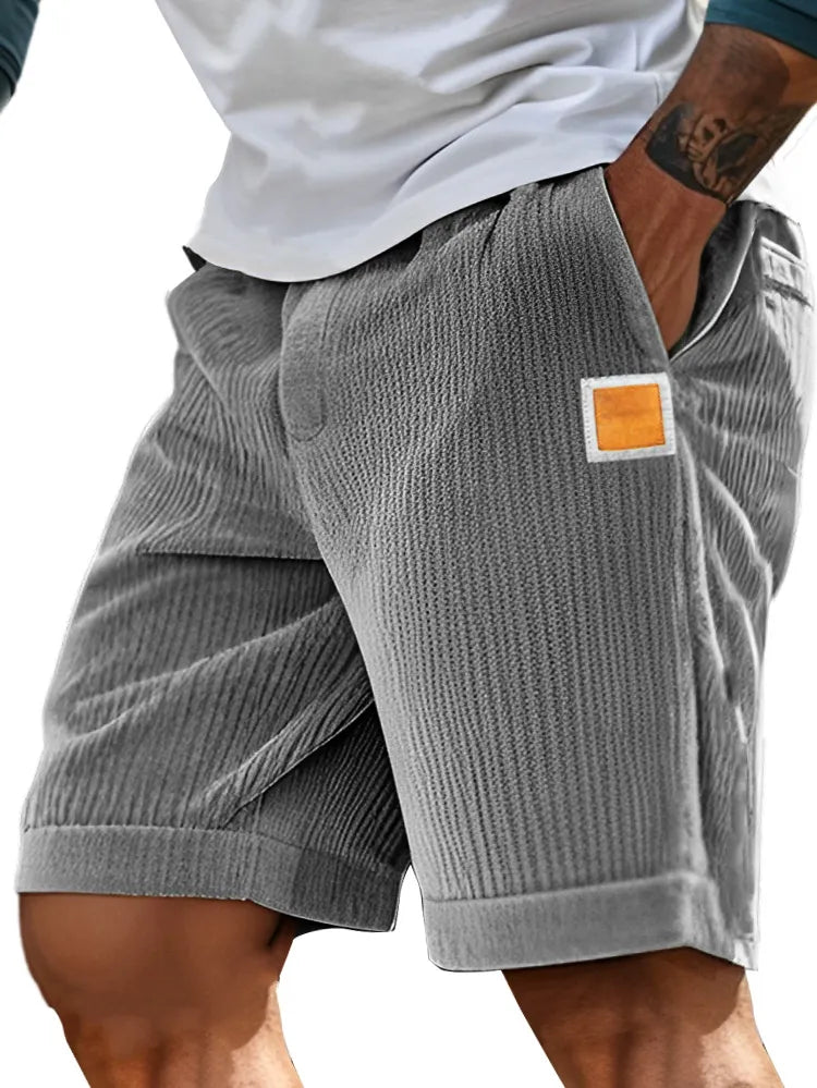 Men's Fashion Sports Lace-up Ribbed Fabric Embroidered Logo Shorts