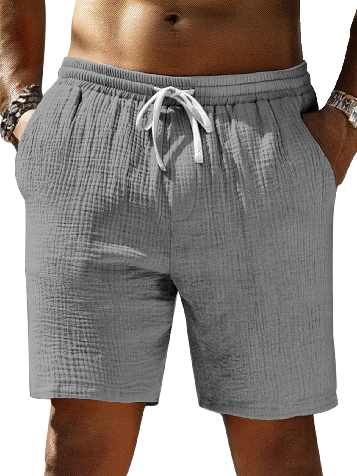 Men's Casual Simple Textured Loose Shorts