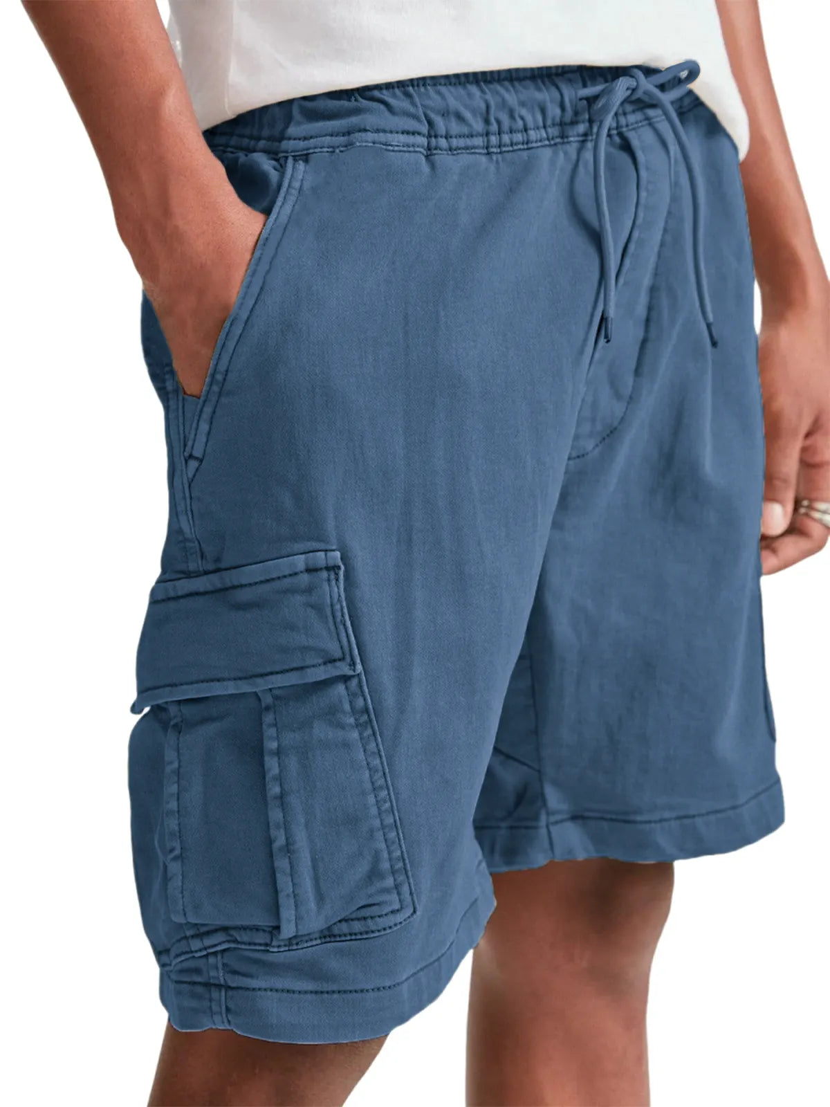 Men's Multi-Pocket Utility Cargo Pants Stylish Lace-up Casual Bermuda Shorts
