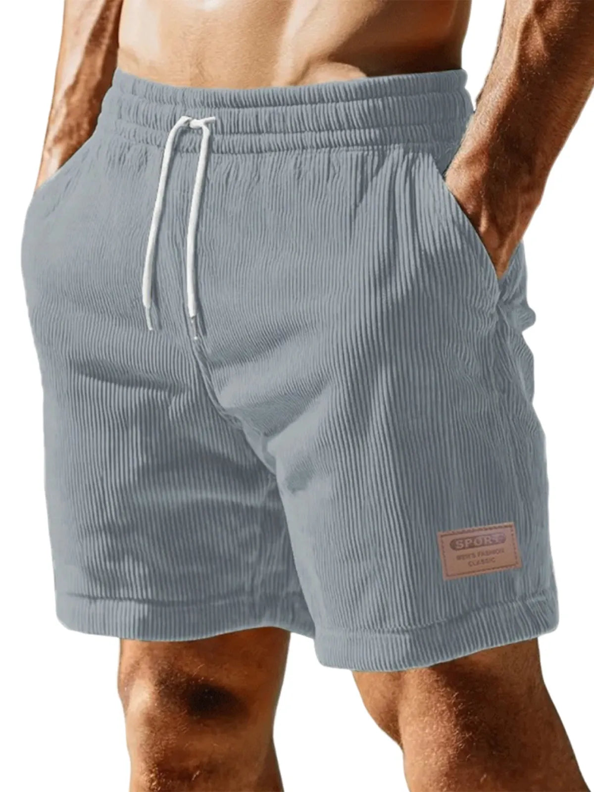 Men's Corduroy Lace-up Simple Casual Shorts