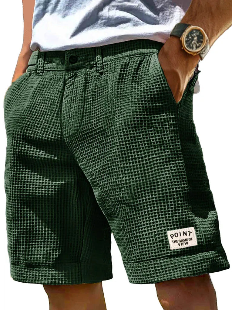 Men's Fashion Casual Waffle Fabric Pocket Embroidered Logo Shorts