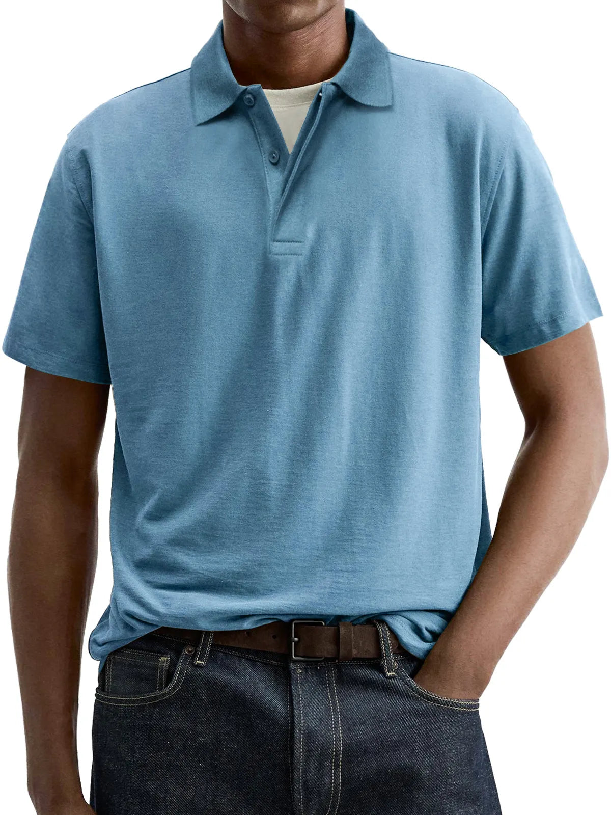 Men's Everyday Comfort Lapel Button-Down Short Sleeve POLO Shirt