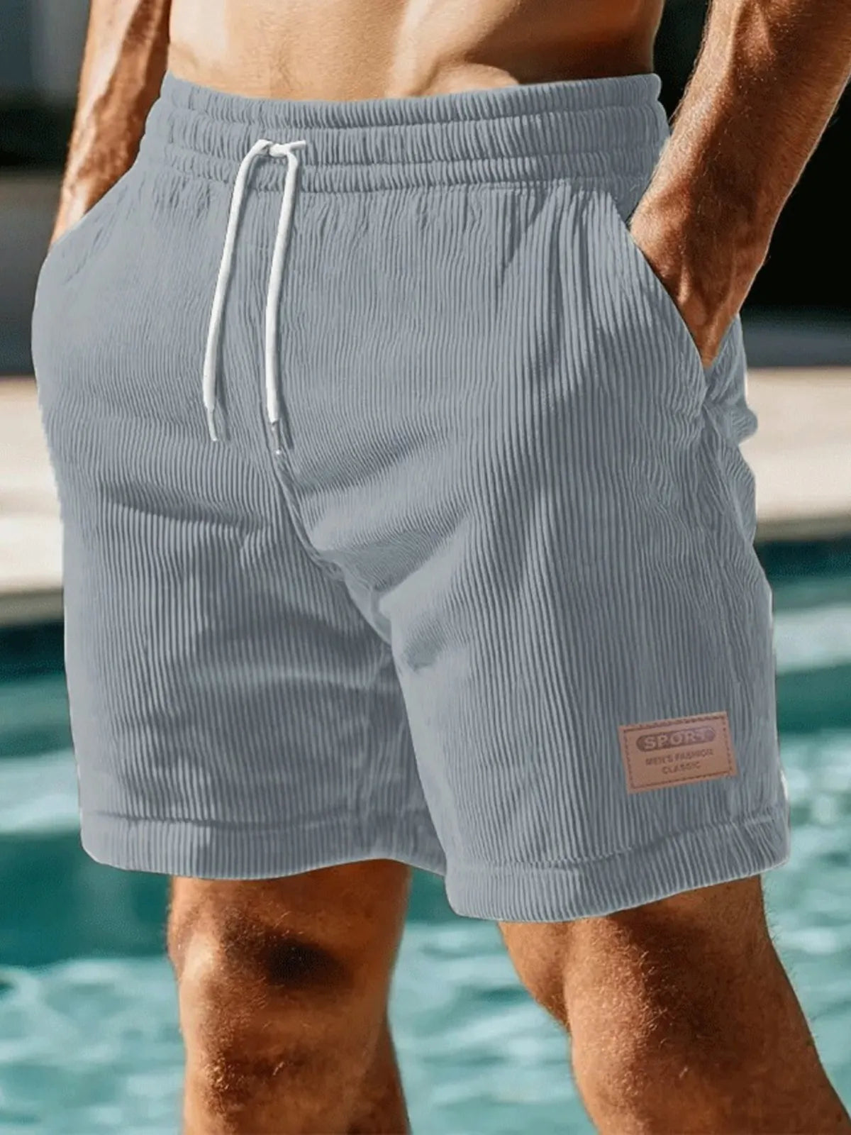 Men's Corduroy Lace-up Simple Casual Shorts