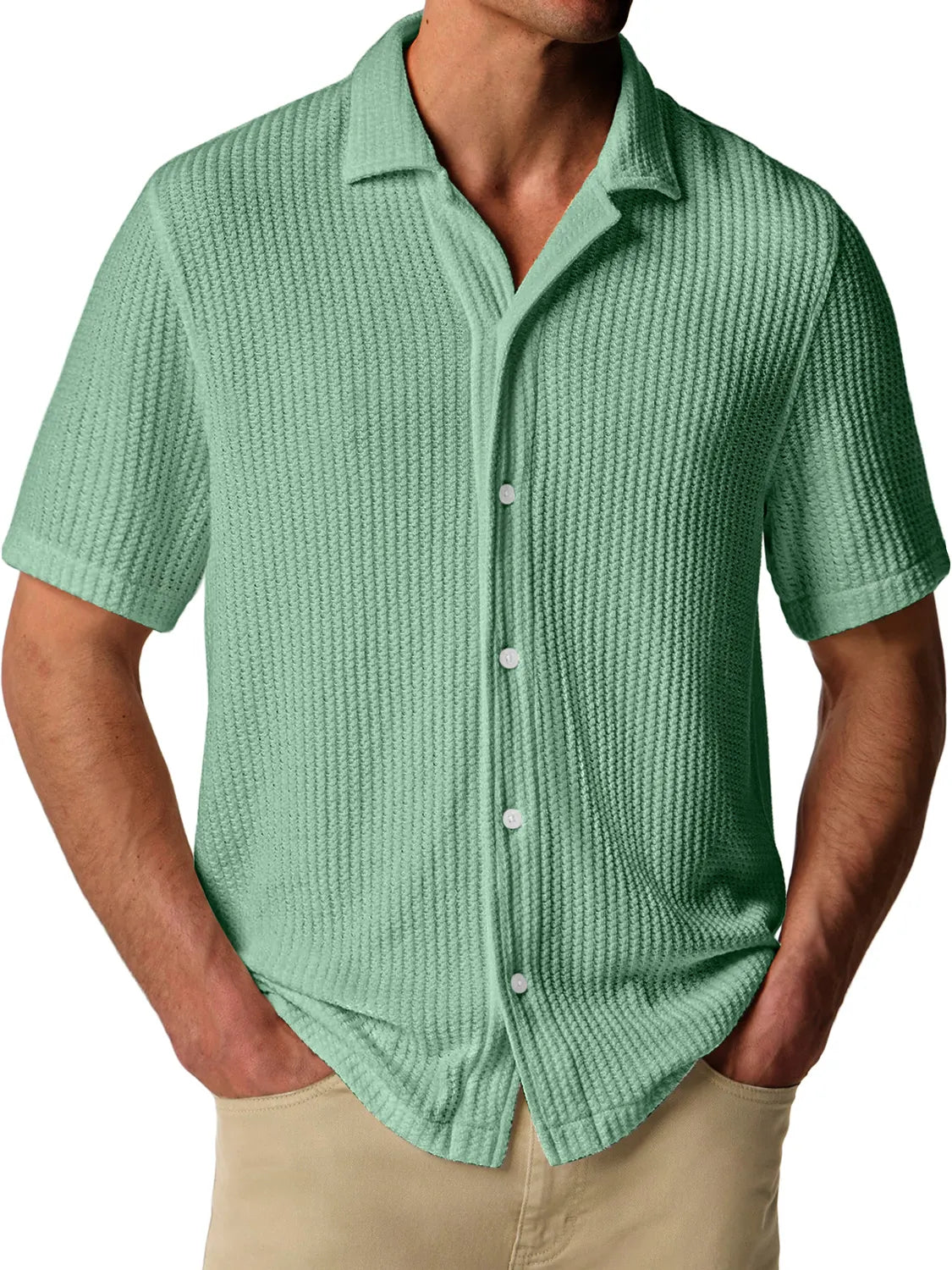Men's Daily Texture Lapel Casual Comfort Short Sleeve Shirt