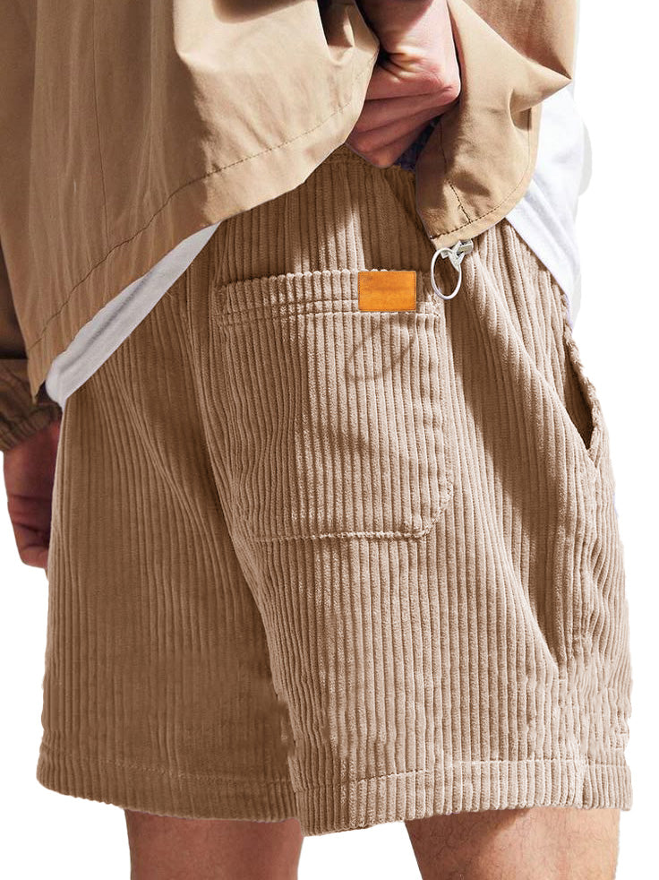 Men's Fashion Casual Corduroy Logo Embroidered Shorts
