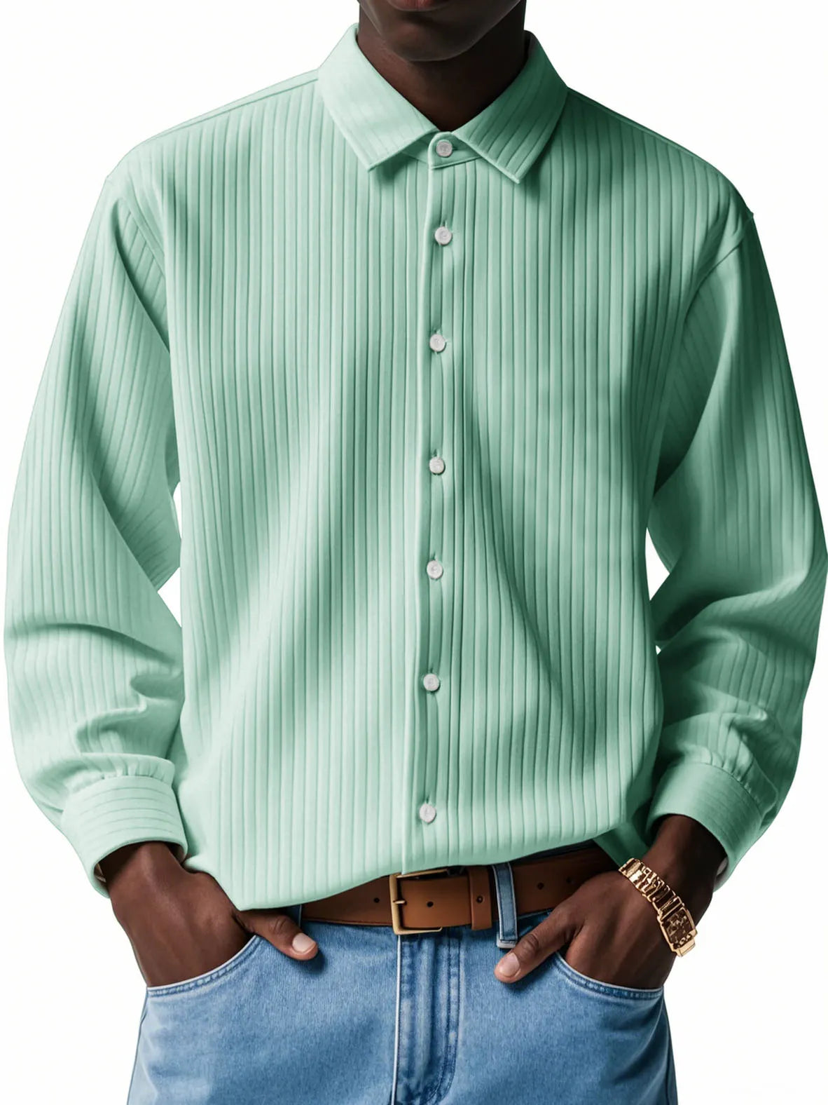 Men's Fashion Casual Corduroy Long Sleeve Shirt