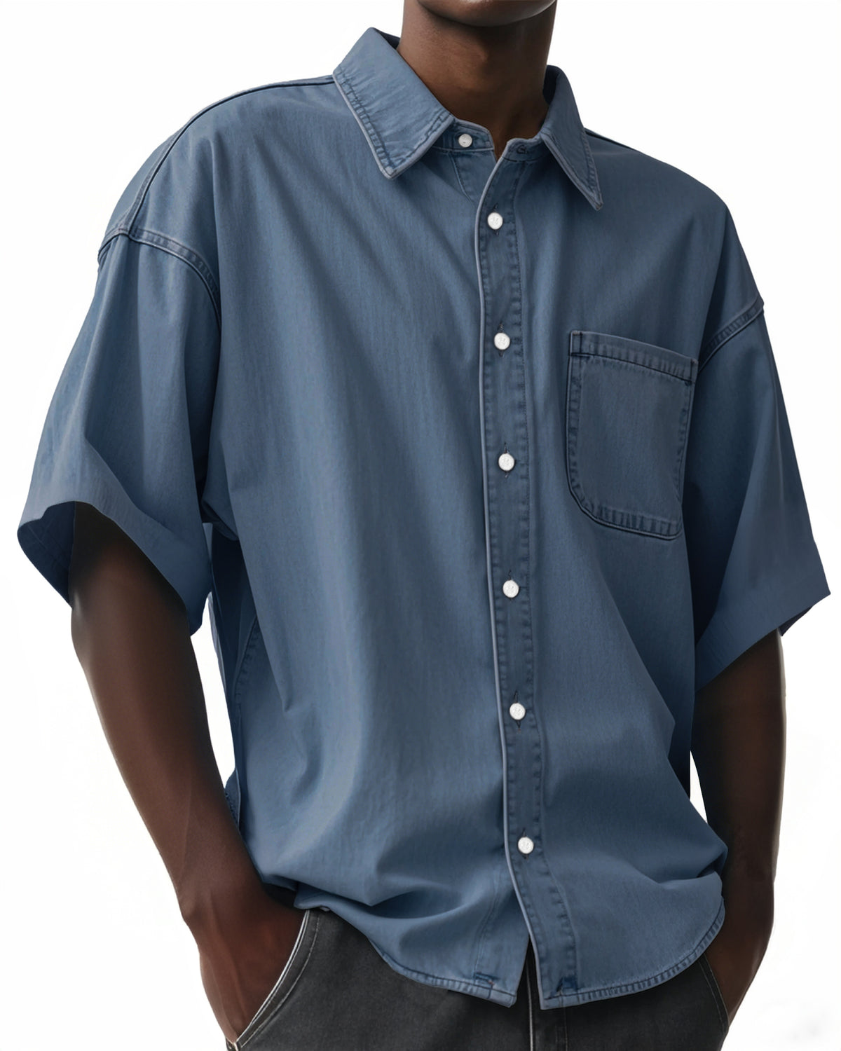 Men's Comfortable Vintage Lapel Short Sleeve Shirt With Chest Pocket
