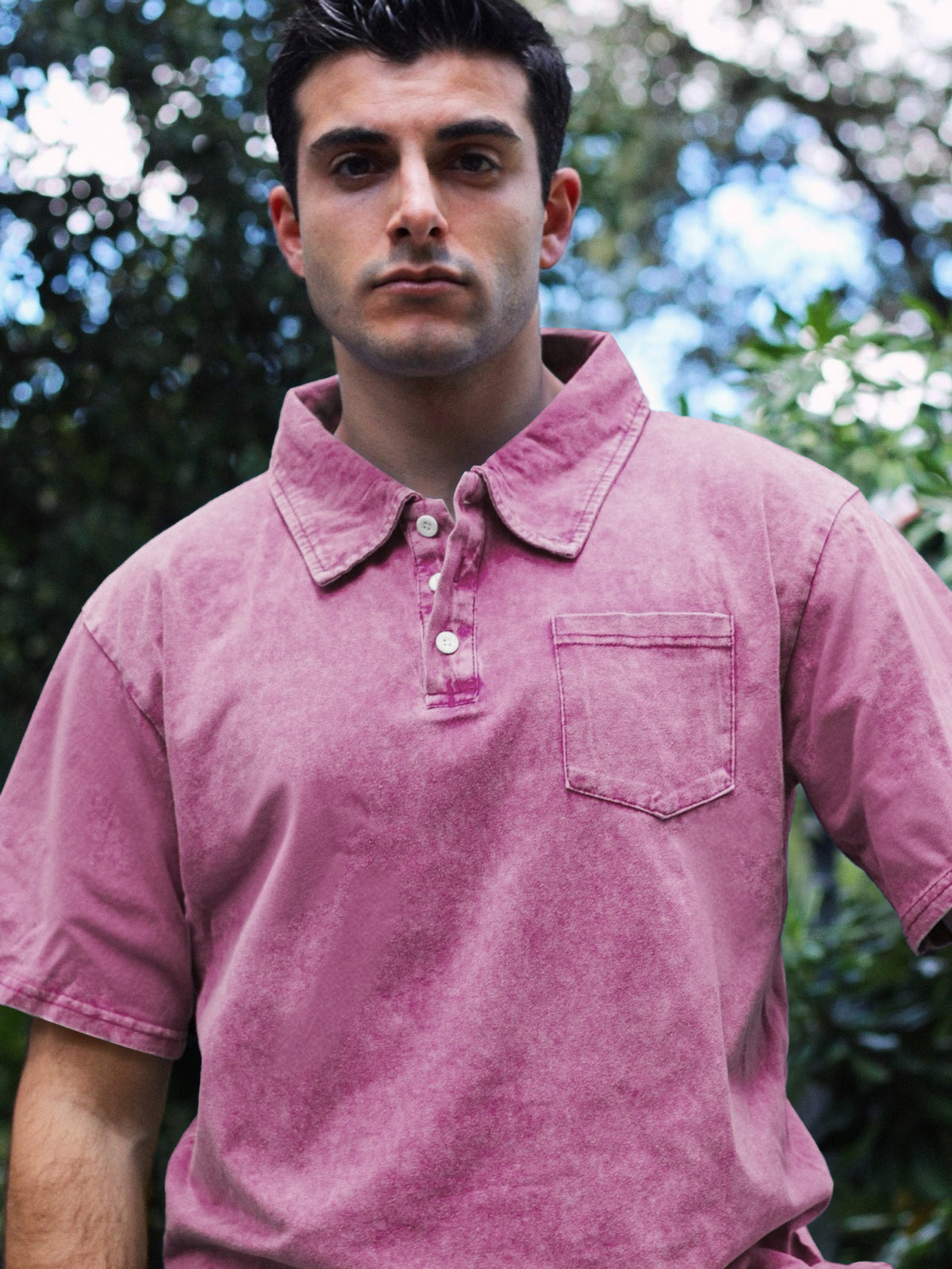 Men's Vintage Distressed Casual Pocket Lapel Short Sleeve POLO Shirt