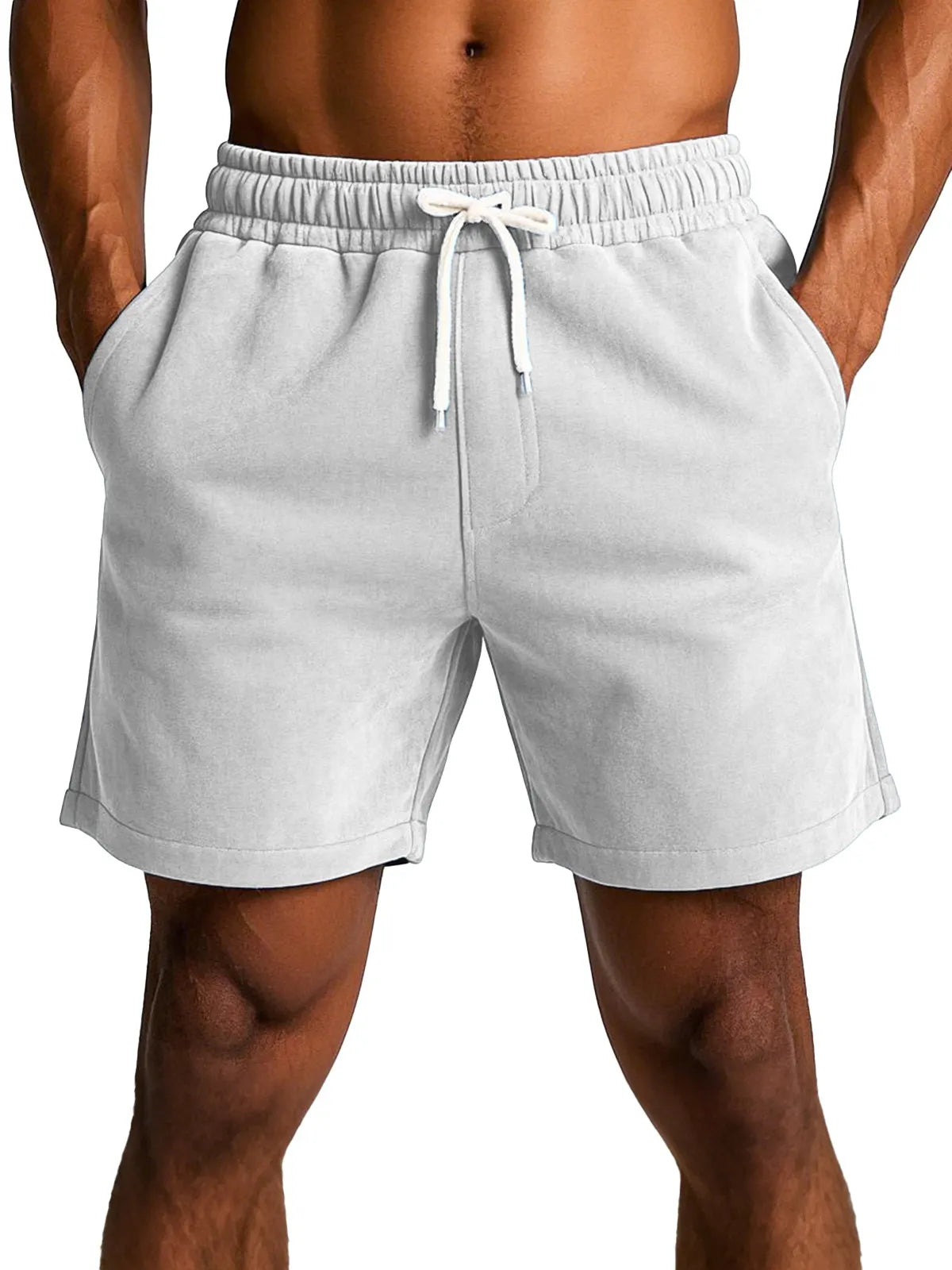 Men's simple and comfortable solid color suede shorts