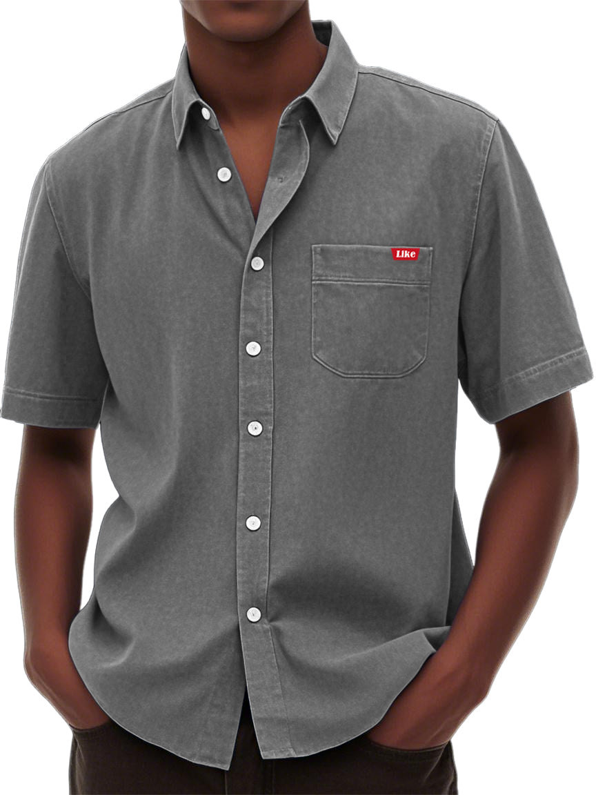 Men's Washed And Distressed Retro Fashion Casual Versatile Shirt