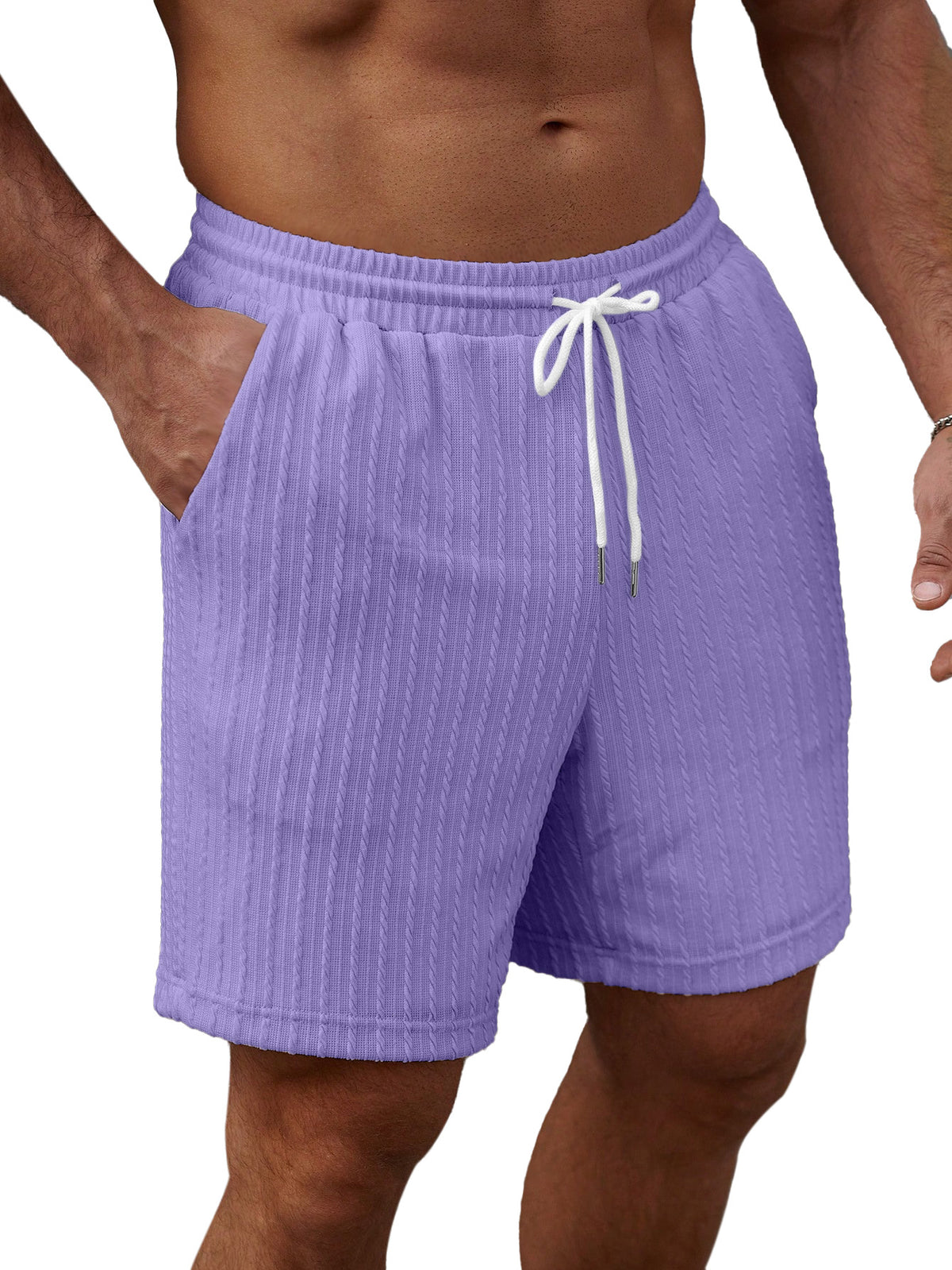 Men's Casual Solid Color Textured Loose Shorts