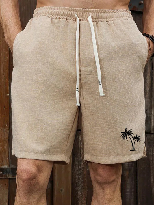 Men's Hawaiian Coconut Palm Print Casual Shorts