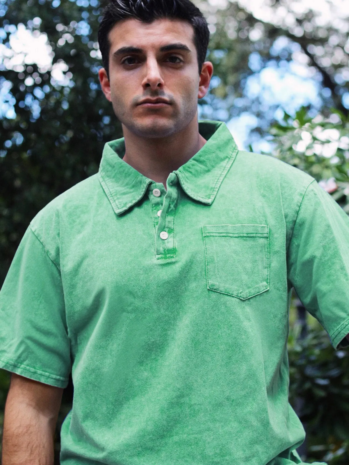 Men's Vintage Distressed Casual Pocket Lapel Short Sleeve POLO Shirt