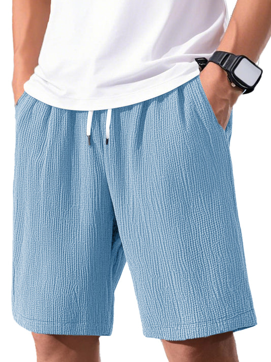 Men's Fashion Casual Short-sleeved Pleated Fabric Shorts
