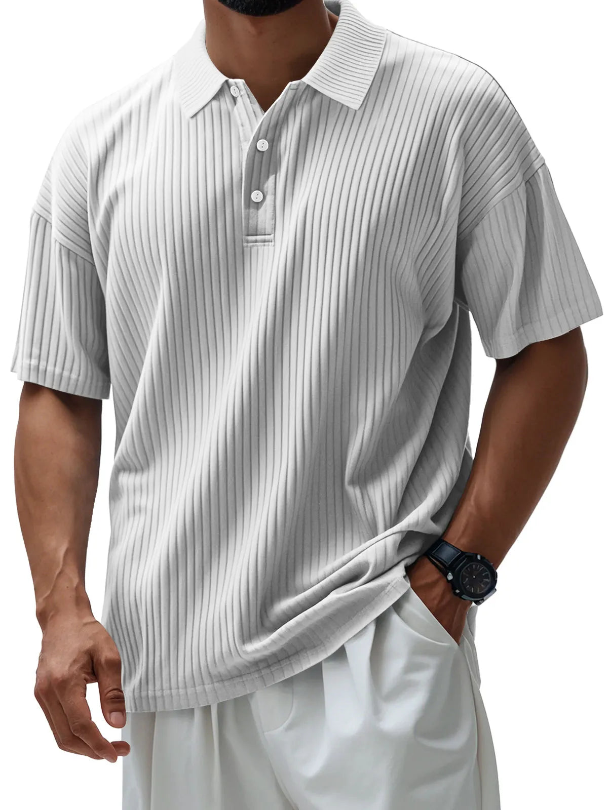 Men's Casual Pit Lapel Button Short Sleeve POLO Shirt