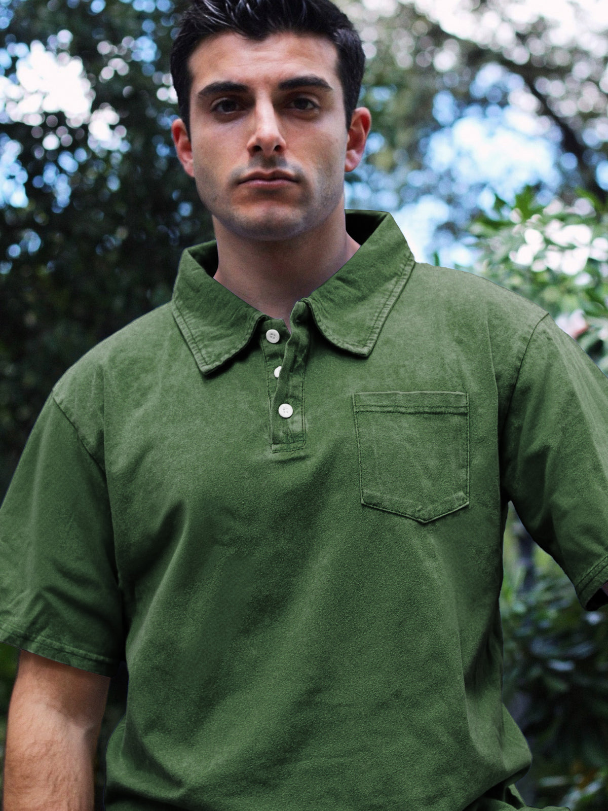 Men's Vintage Distressed Casual Pocket Lapel Short Sleeve POLO Shirt