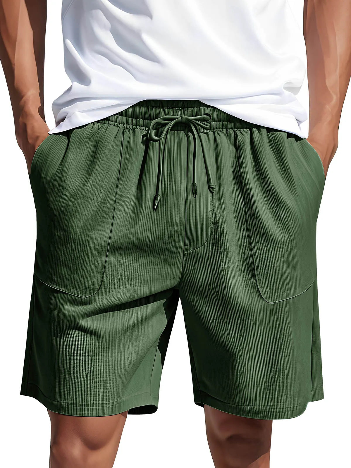 Men's Fashion Casual Corduroy Pocket Lace-up Shorts