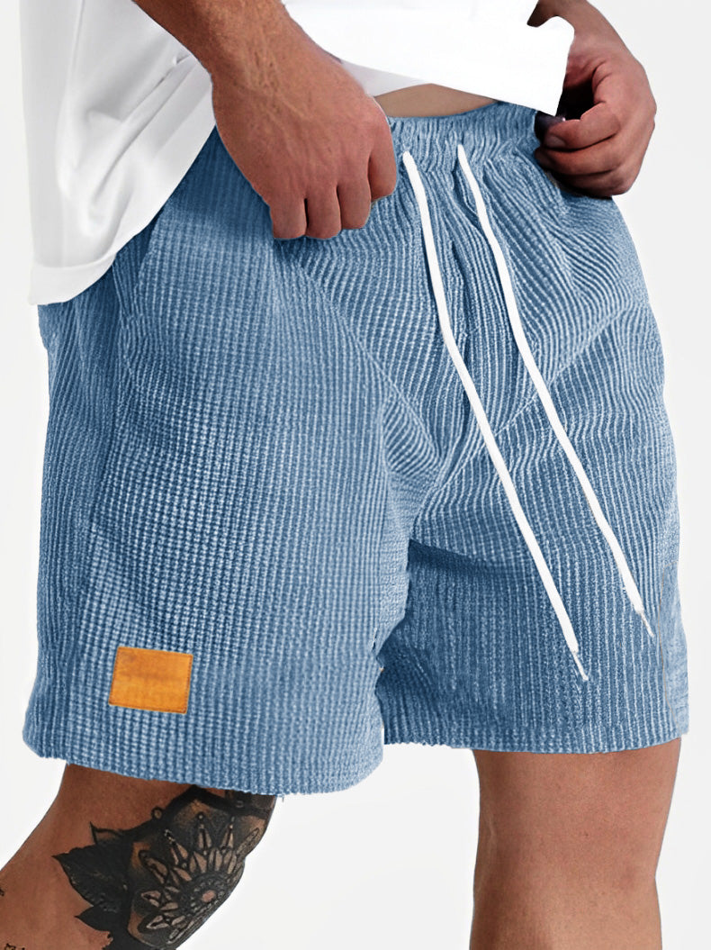 Men's Fashion Sports Lace-up Waffle Fabric Embroidered Logo Shorts