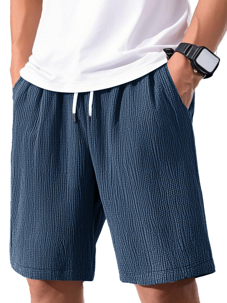 Men's Fashion Casual Short-sleeved Pleated Fabric Shorts