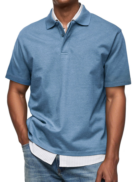 Men's Daily Casual Lapel Button Down Comfortable Short Sleeve Polo Shirt