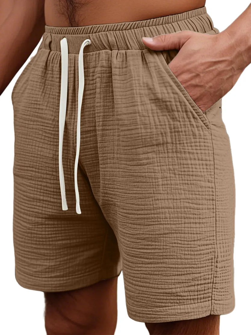 Men's Simple Daily Loose Pleated Texture Pocket Shorts