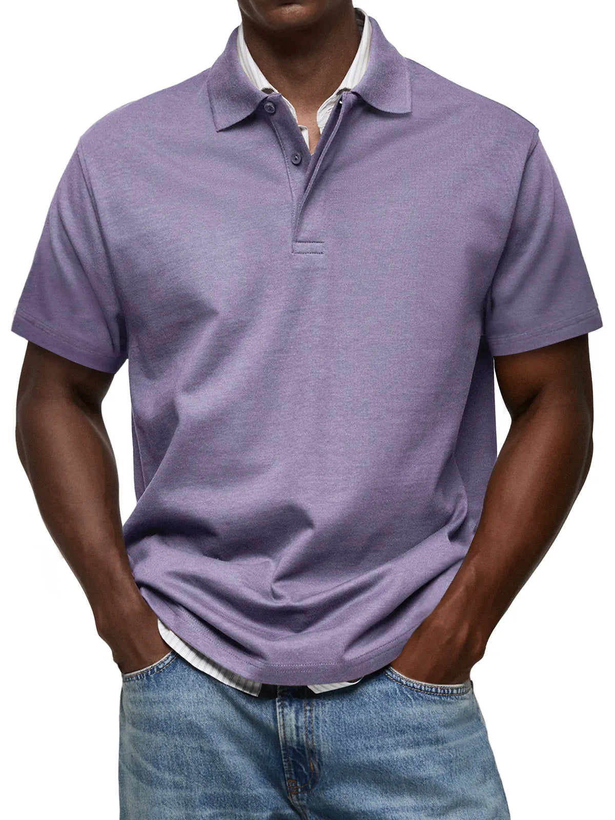 Men's Casual Lapel Button Up Comfortable Short Sleeve POLO Shirt