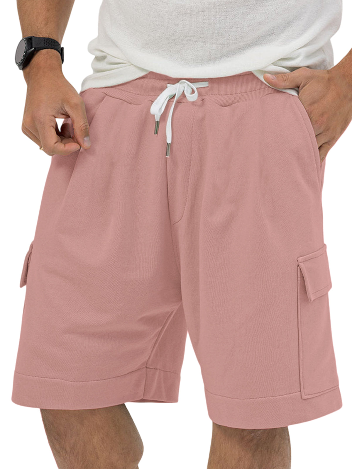 Men's Utility Multi-Pocket Bermuda Everyday Sports Lace-Up Shorts