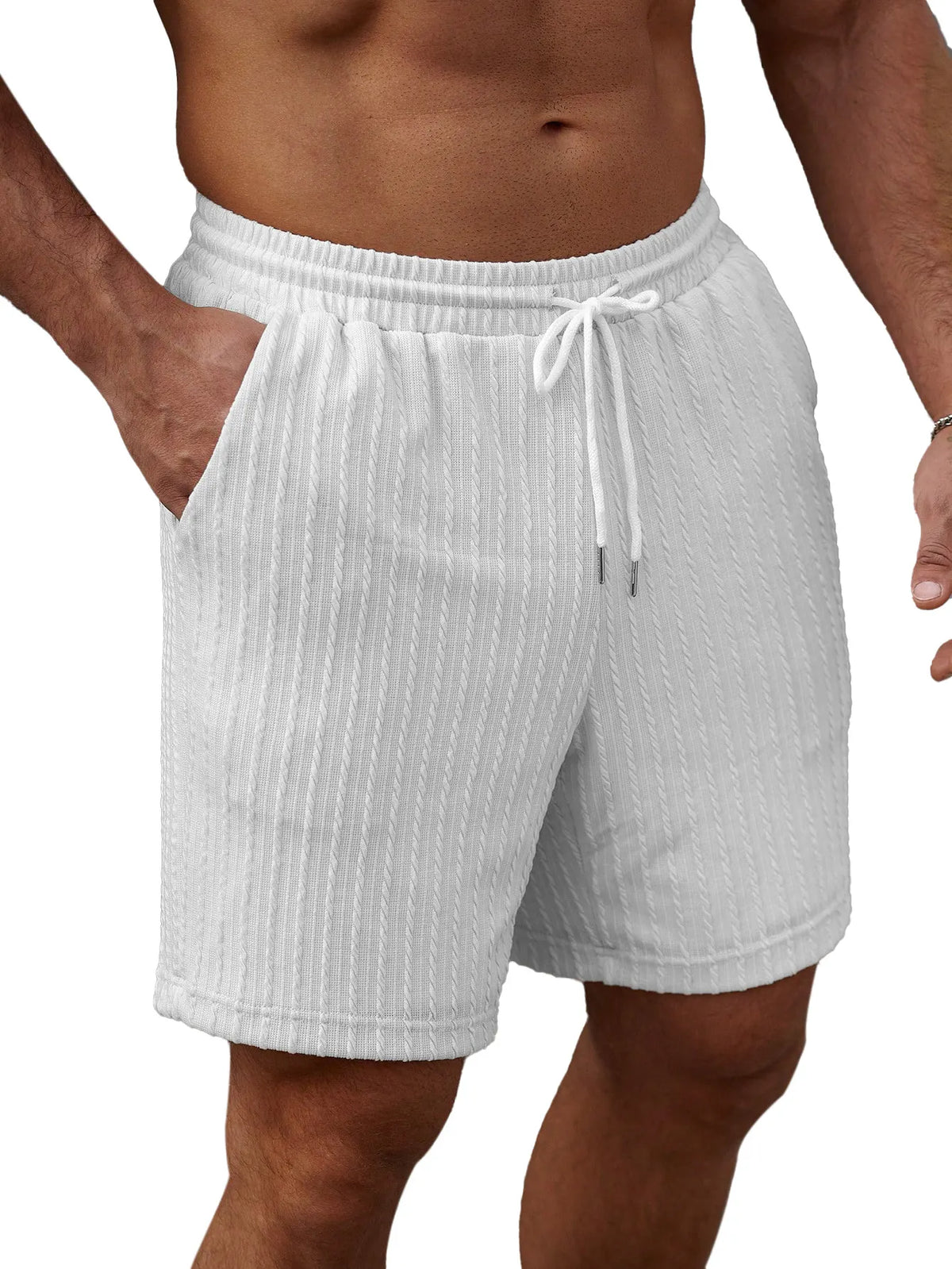 Men's Casual Solid Color Textured Loose Shorts