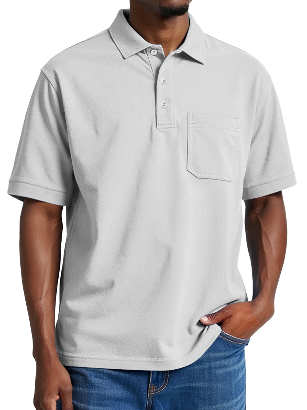 Men's Daily Casual Pocket Solid Color Comfortable Short Sleeve POLO Shirt
