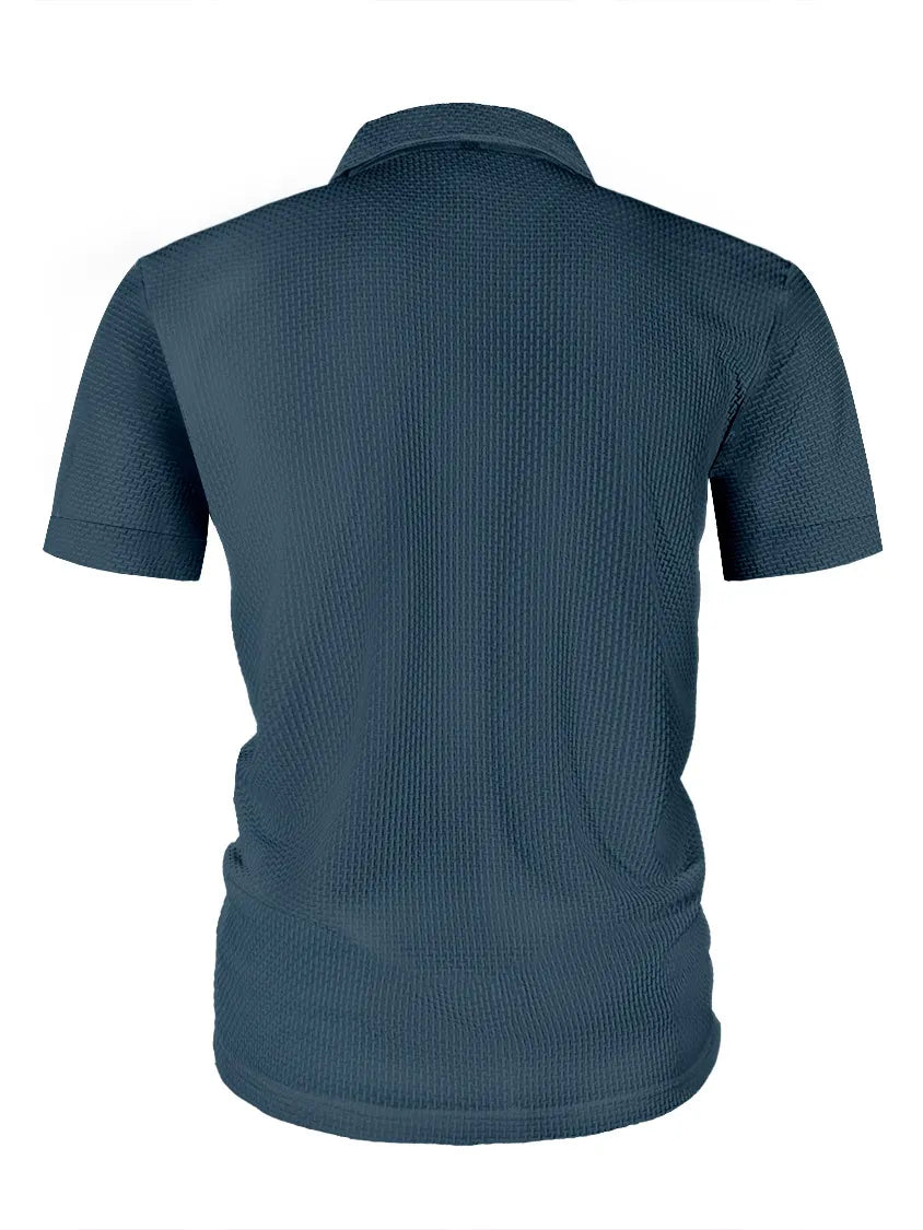 Men's Summer Ice Silk Breathable Fashion Casual Zipper Short-sleeved Polo