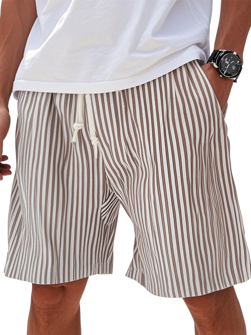 Mens Summer Stripe Pocket Beach Casual Shorts