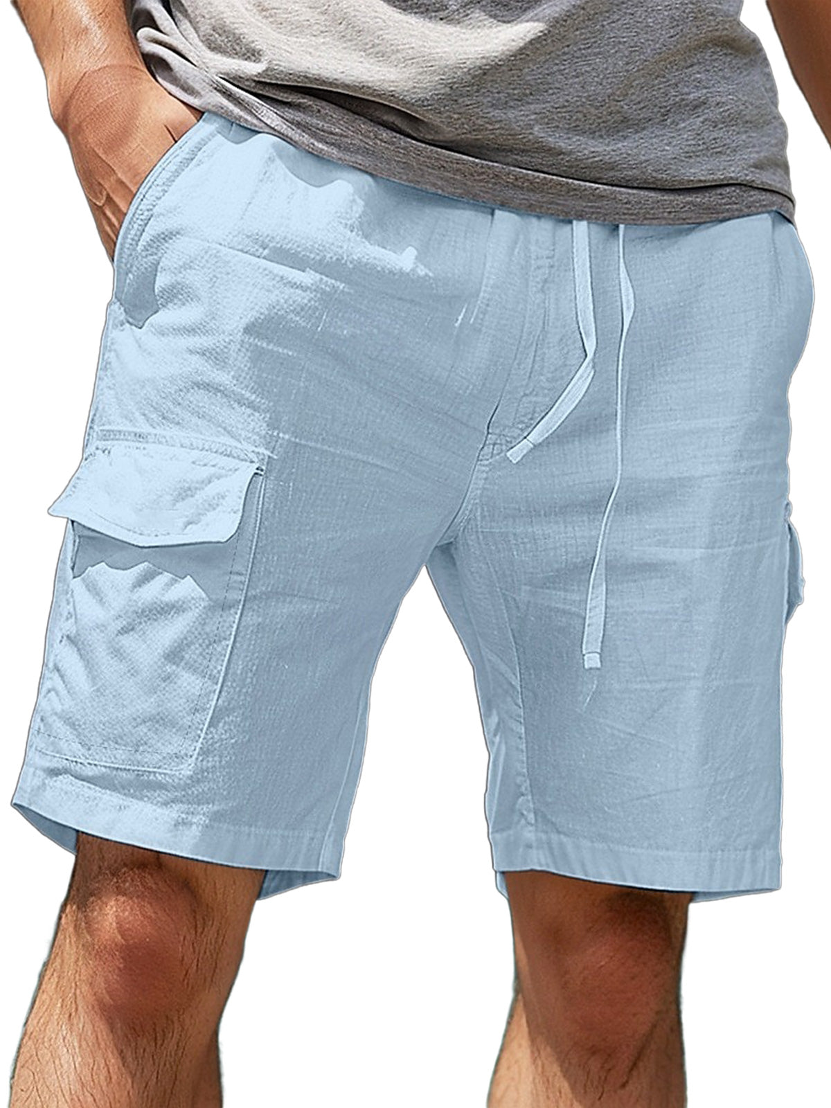 Men's Casual Cotton Drawstring Elastic Waist Shorts