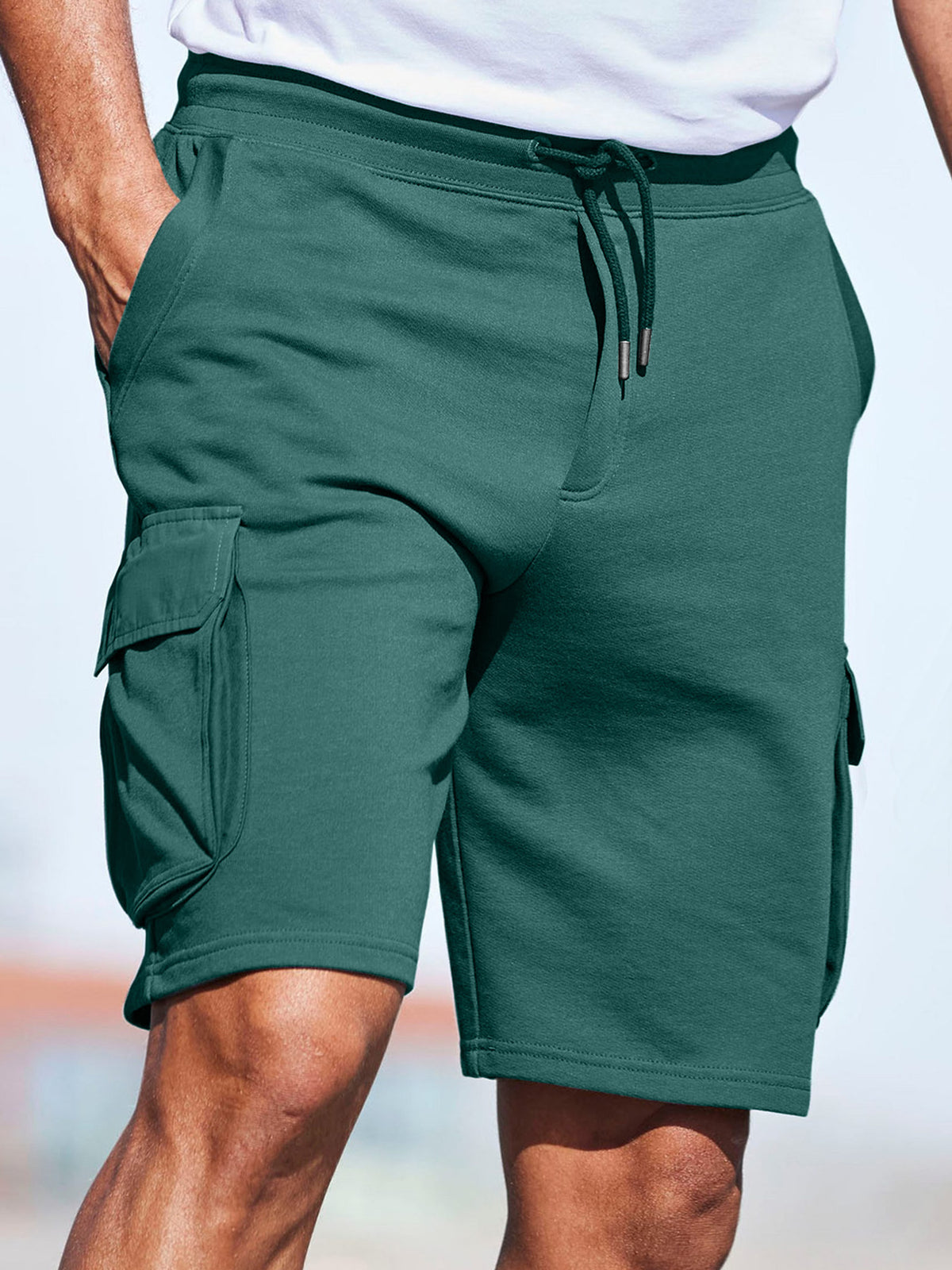 Men's Everyday Multi-Pocket Drawstring Solid Color Comfort Shorts