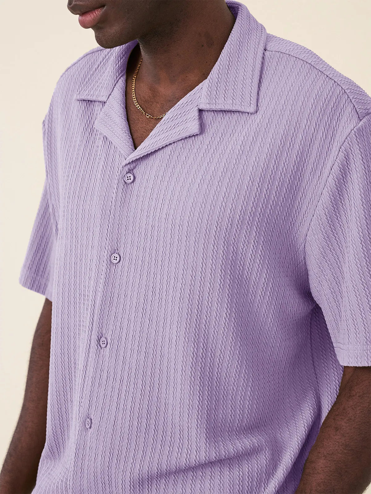 Men's Fashion Hawaiian Casual Jacquard Cuban Collar Short-sleeved Shirt